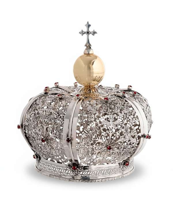 Corona de Latón con Cristales Rojos – Estilo Real