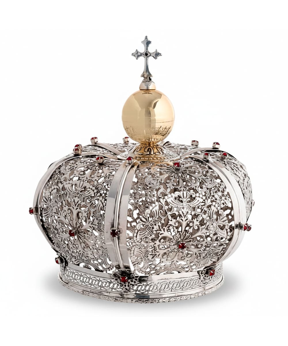 Corona de Latón con Cristales Rojos – Estilo Real