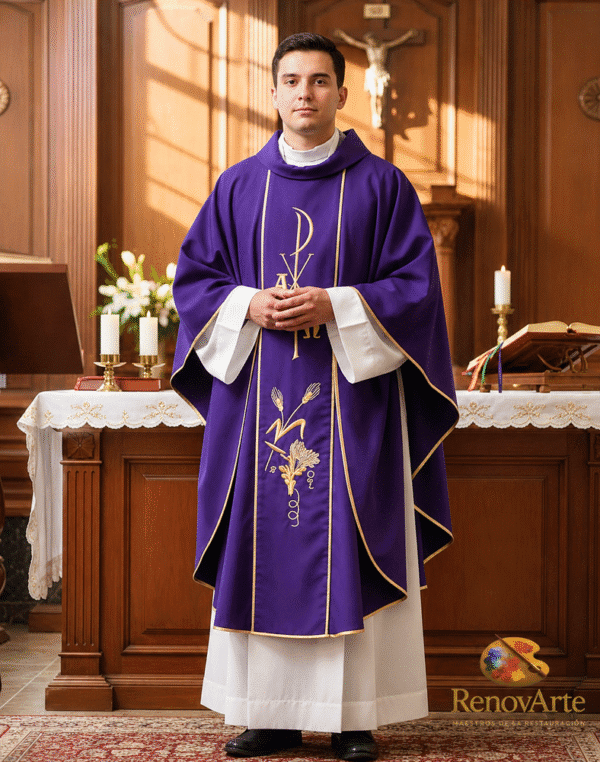 Casulla Litúrgica Morada “Redemptio”