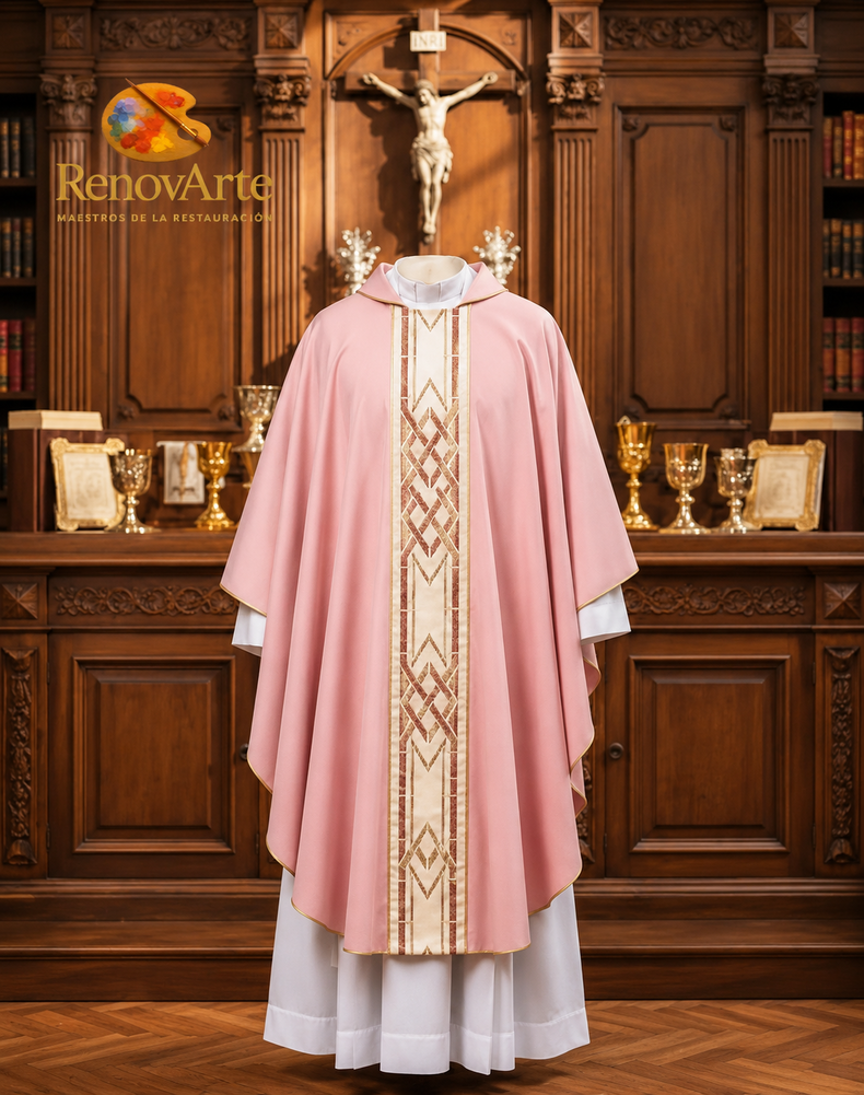 Casulla Litúrgica Rosada “Gaudete”